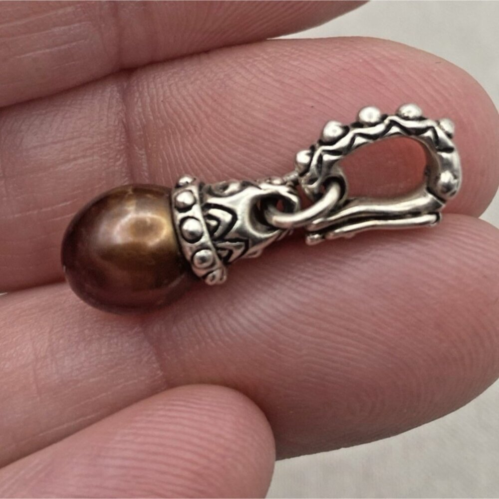Barbara Bixby Charm Chocolate Pearl Enhancer Sterling Silver 925 Pendant Drop - Picture 6 of 8